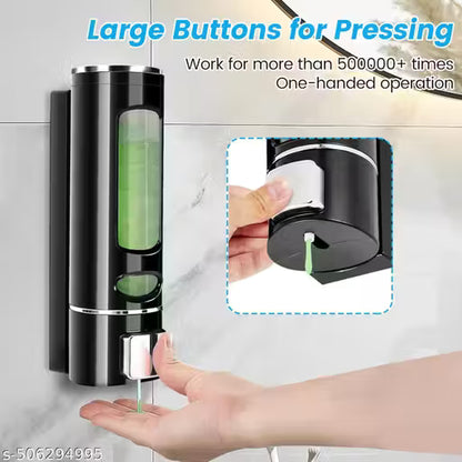 CLIBO 400ml Rust Proof Eco-Friendly ABS Plastic Wall Mounted Liquid Dispenser for Bathroom/Kitchen | Shampoo Conditioner Handwash Lotion Gel Liquid Soap Dispenser (Black) | (Pack of 2)