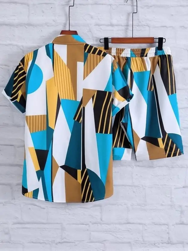 Men Night Suit Set Multicolor Printed