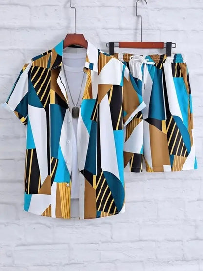 Men Night Suit Set Multicolor Printed