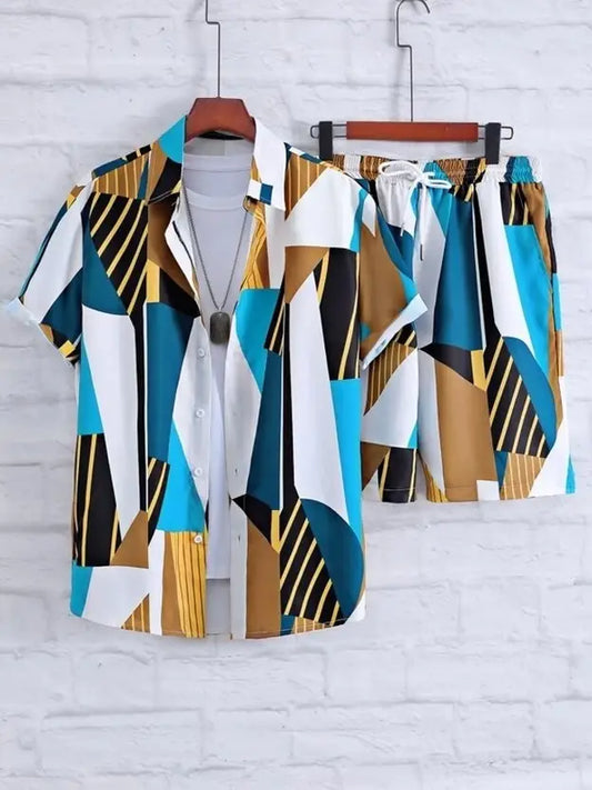 Men Night Suit Set Multicolor Printed