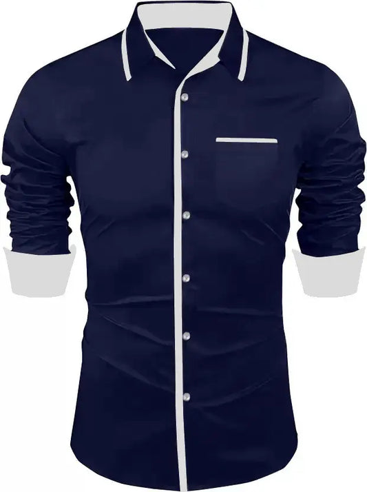 Men Regular Fit Solid Button Down Collar Casual Shirt