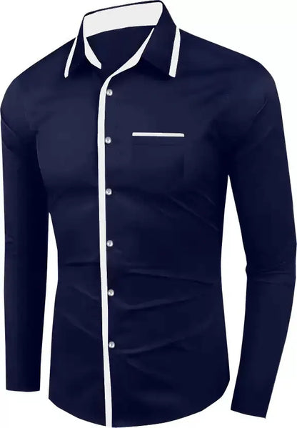 Men Regular Fit Solid Button Down Collar Casual Shirt