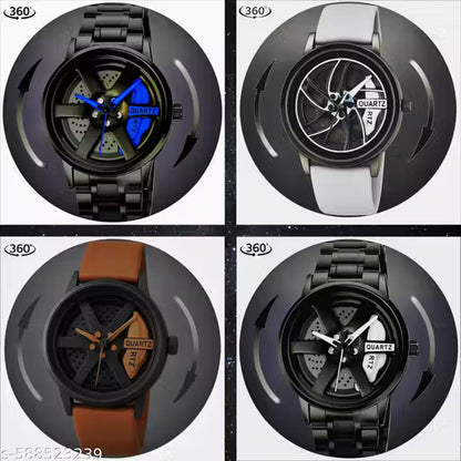 Any 1 Random Watch | Premium Quartz Analog Wrist Watch for Men | Stylish 360° Rotating Dial | Steel & Rubber Strap Options | Pack of 1 |