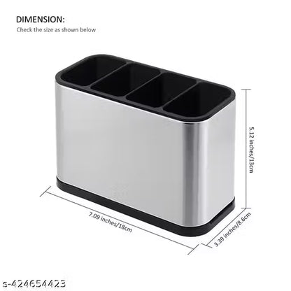 Stainless Steel Kitchen Utensil Holder Drainer Cooking Utensil Holder Cutlery Holder Flatware Holder Sinkware Caddy Countertop Organizer Modern Rectangular Design