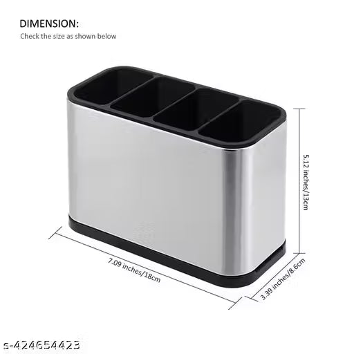 Stainless Steel Kitchen Utensil Holder Drainer Cooking Utensil Holder Cutlery Holder Flatware Holder Sinkware Caddy Countertop Organizer Modern Rectangular Design