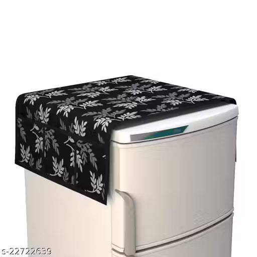 CRAFTEAL'S Present digital printed fridge top cover with 6 pocket 3 on each side Color:- White