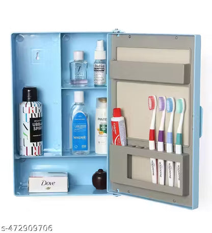 Zahab Elegant look bathroom storage cabinet with bathroom accessories bathroom shelves single door bathroom organiser along with four compartment strong magnetic door with mirror