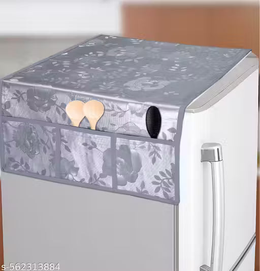 Grisha Home Rexine Waterproof Fridge Top Cover/Refrigerator Cover With 6 Utility Pockets Durable & Dustproof, Easy Clean Protector for Refrigerator Top (Size-39x21 Inches)