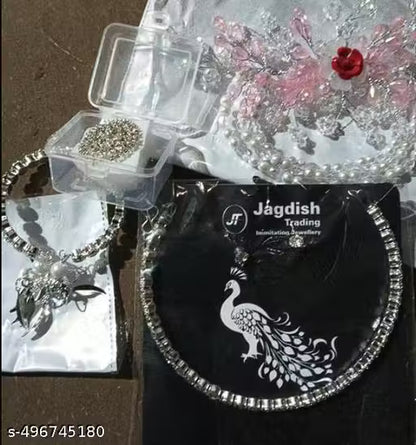 New fancy 4 item combo of hair tiara and beautiful necklace with latkan breslet ring free