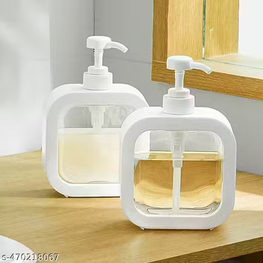 NXTBUY 2PCS Modern Soap Dispenser for Bathroom and Kitchen Sink, Small Hand Soap, Plastic Soap Dispenser with Pump and Labels - White