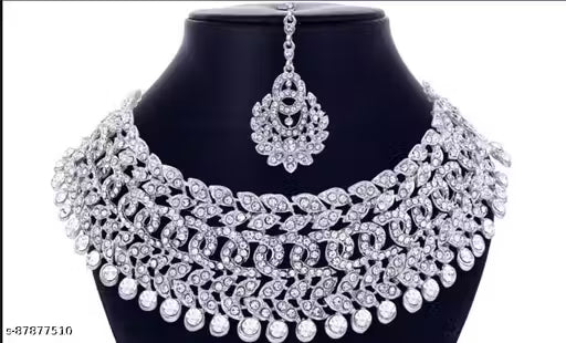 Sterling Rhodium Plated Jewellery Set With White Austrian Diamond