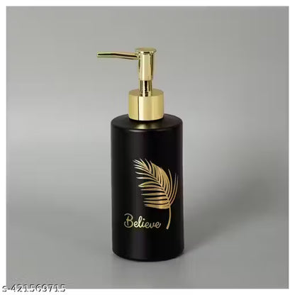 Aztora 300ml Glass Liquid Soap Dispenser for Bathroom, Handwash Liquid Dispenser Bottle for Kitchen, Washbasin, Opaque (Black)