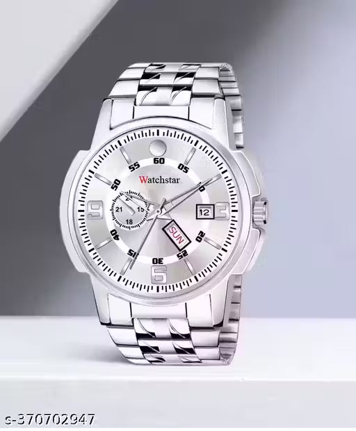 New Stylish Silver Dial Stainless Strap Watch For Boys&Men