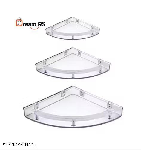 Corner shelf Set of 3 Unbreakable Multipurpose/Plastic Wall Shelf Plastic Wall Shelf (Number of Shelves - 3, White)