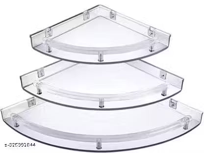 Corner shelf Set of 3 Unbreakable Multipurpose/Plastic Wall Shelf Plastic Wall Shelf (Number of Shelves - 3, White)
