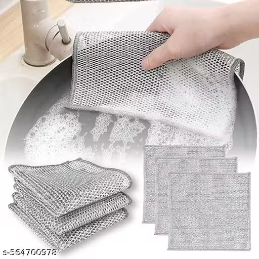 Non-Scratch Dish Wash Cloth (Pack of 6), Steel Wire Dish Cloth, Wire Dishwashing Rags for Wet and Dry Stainless Steel Scrubber Non-Scratch Wire Dishcloth for Washing Dishes
