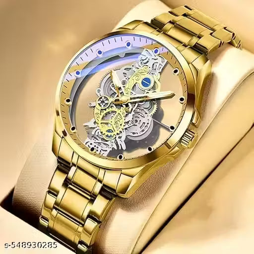MOXIL Rick Men's Transparent Dial Analog Watch New Creative Fashion Che Youhui League Fans Double Snap Gift Wristwatch(Golden, Silver)