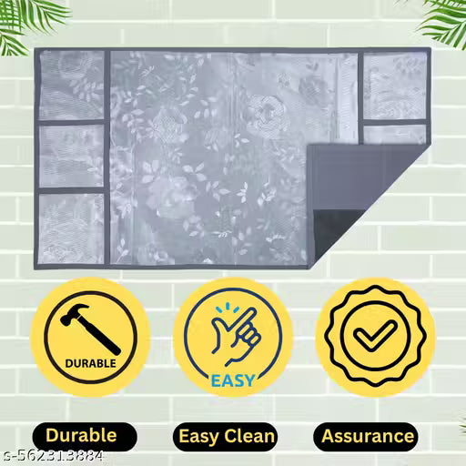 Grisha Home Rexine Waterproof Fridge Top Cover/Refrigerator Cover With 6 Utility Pockets Durable & Dustproof, Easy Clean Protector for Refrigerator Top (Size-39x21 Inches)