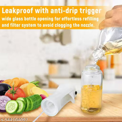 Glass oil Spray Dispenser Cooking 200ml Olive oil Spray Bottle Refillable Food Grade oil Vinegar Spritzer Sprinkler Sprayer Mister Used for Air Fryer,Salad Making,Frying,BBQ,black