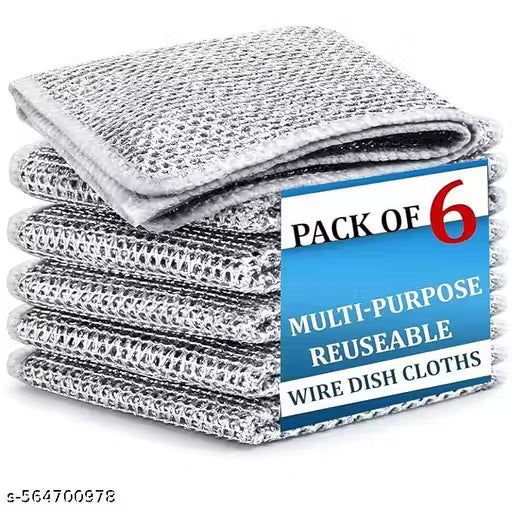 Non-Scratch Dish Wash Cloth (Pack of 6), Steel Wire Dish Cloth, Wire Dishwashing Rags for Wet and Dry Stainless Steel Scrubber Non-Scratch Wire Dishcloth for Washing Dishes
