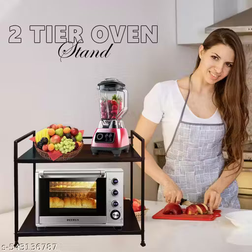Kitchen 2 Self Microwave Oven OTG Counter Platform Storage Cabinet Organizer Holder Rack Stand Trolley, Induction Mixer Grinder Spice Dabba Air Fryer Space Saving Kitchen Stand two tier two step