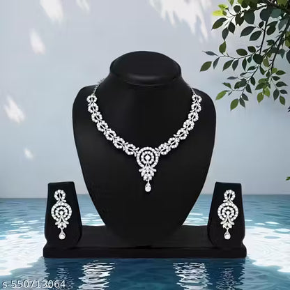 Silver Plated Traditional Choker Necklace Set for Women | Ethnic Bridal Jewelry, Wedding & Party Wear [SET OF-2]