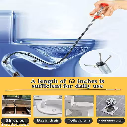 krupasadhya Sink Cleaning Pipe Drain Cleaner Hair Catcher Wire for Kitchen Drainer Spring Stick Strainer Cleaning Tool (1 Pcs) - 90 cm