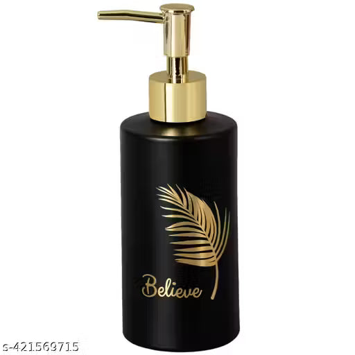 Aztora 300ml Glass Liquid Soap Dispenser for Bathroom, Handwash Liquid Dispenser Bottle for Kitchen, Washbasin, Opaque (Black)