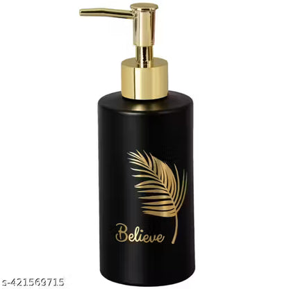 Aztora 300ml Glass Liquid Soap Dispenser for Bathroom, Handwash Liquid Dispenser Bottle for Kitchen, Washbasin, Opaque (Black)